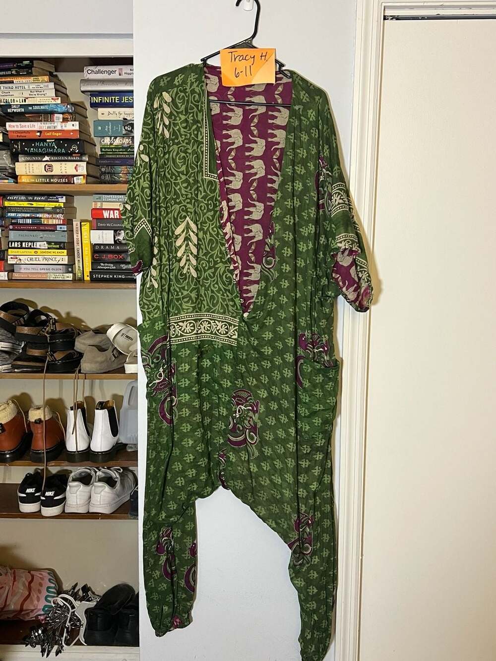 Kantha Bae Reversible Eva Jumpsuit Elephant Print Cotton Sari-Needs Repair